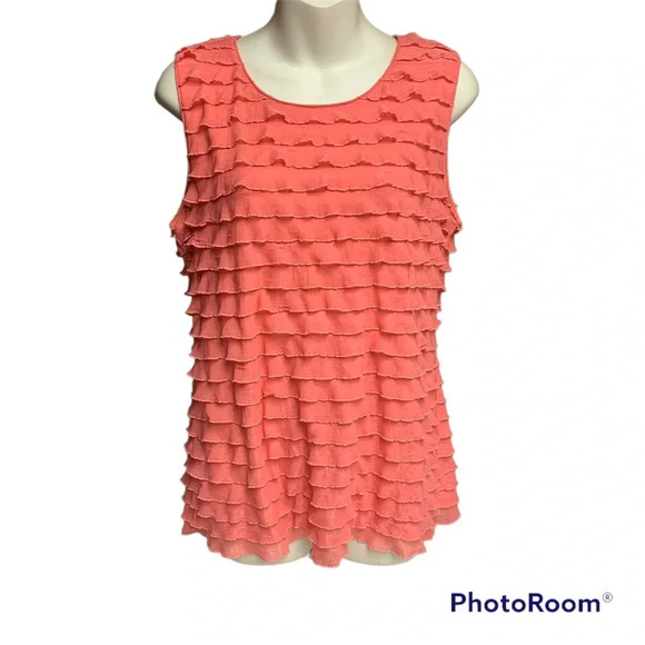 Laura Ashley pink ruffled sleeveless top size small - Picture 1 of 7